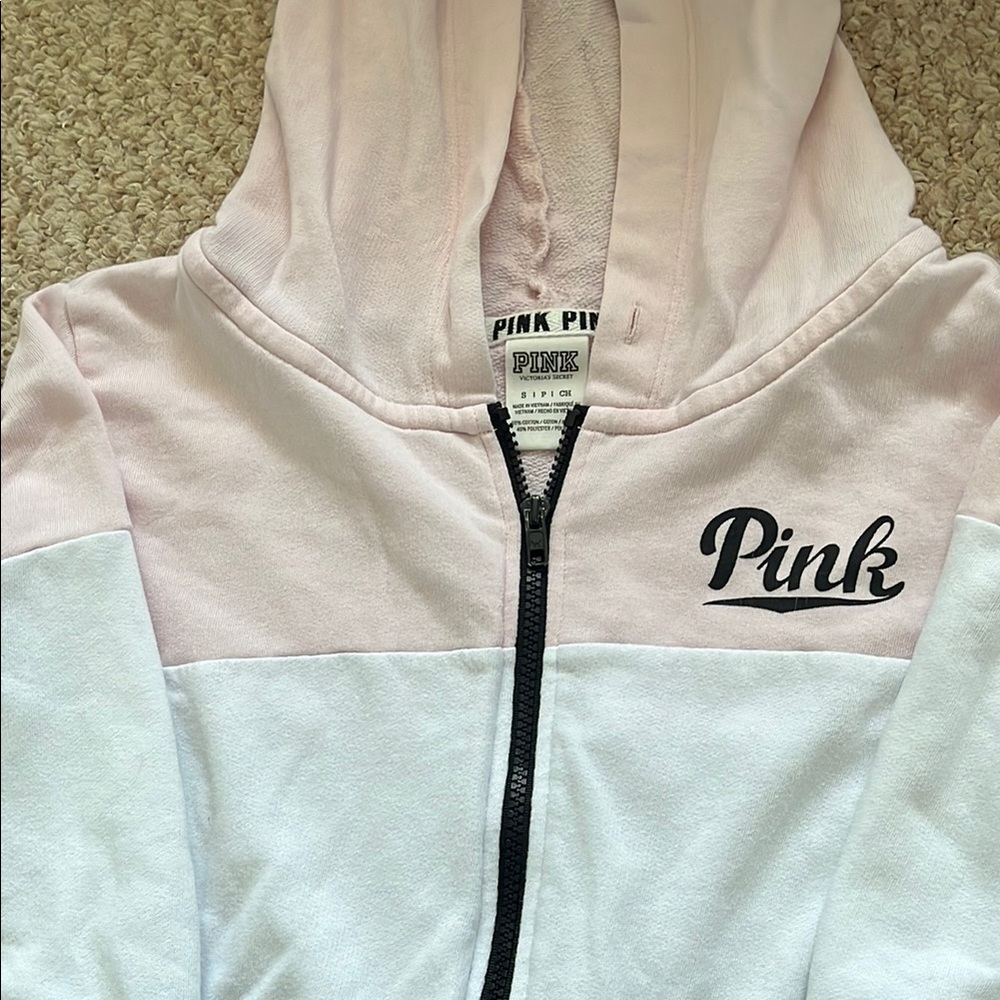 Pink Colorblock Zip-Up Hoodie - Picture 2 of 4